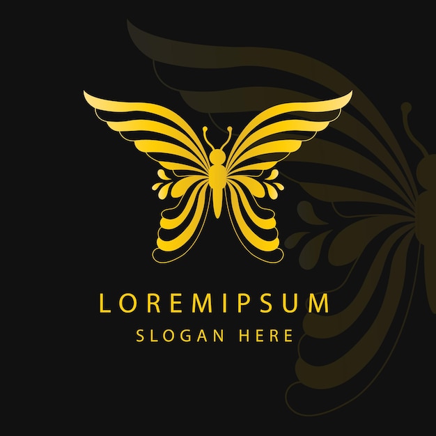 Création de logo abstrait papillon de luxe couleur dorée