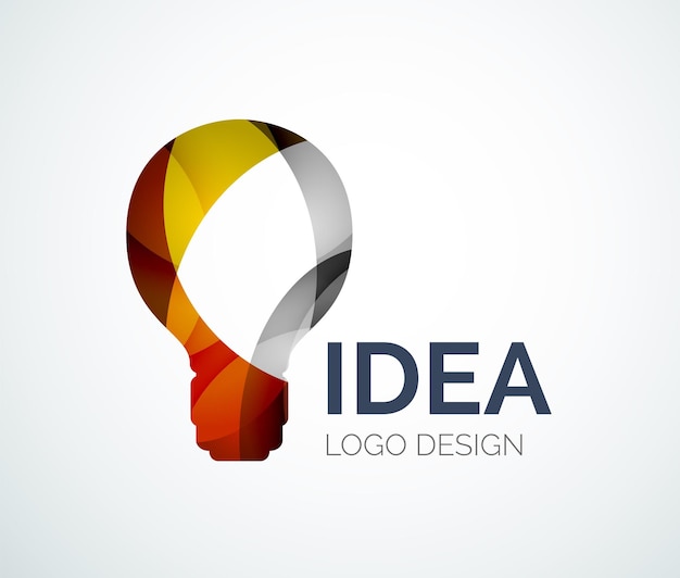Vecteur création de logo d'ampoule faite de pièces de couleur