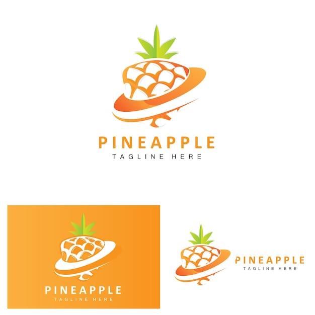 Création Logo Ananas Illustration Vectorielle Plantation Fruits Frais étiquette Marque Produit Fruit