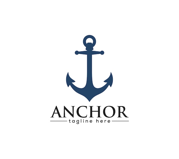 Création de logo d'ancre de mer sur fond blanc illustration vectorielle