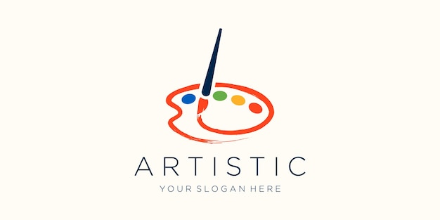 Vecteur création de logo aquarelle icône brosse et palette