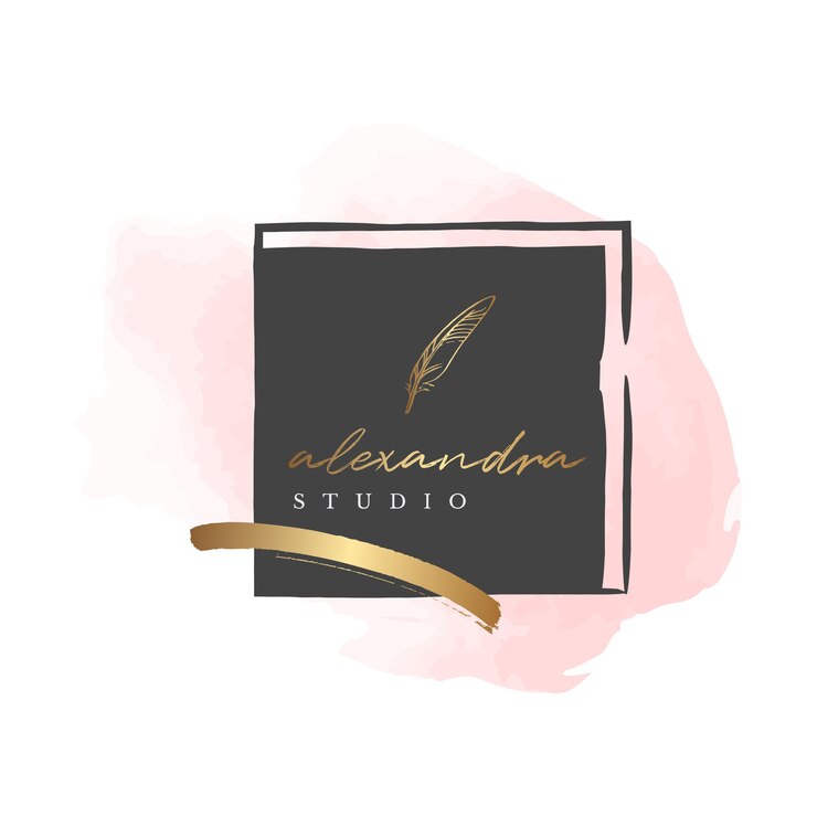Création de logo aquarelle sur le thème de la beauté avec des éléments dorés