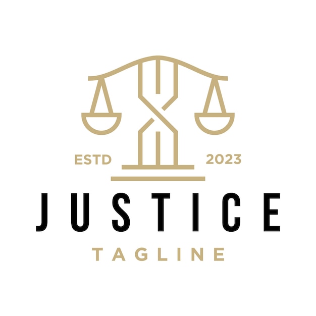 Vecteur création de logo d'art de la ligne de droit de la justice