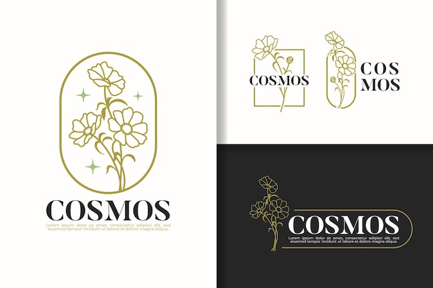 Création De Logo D'art De Ligne De Fleurs De Cosmos