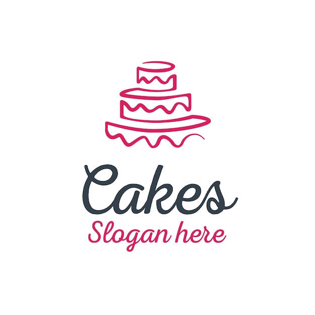 Vecteur création de logo d'art en ligne de gâteau magnifique et minimaliste avec texte de script