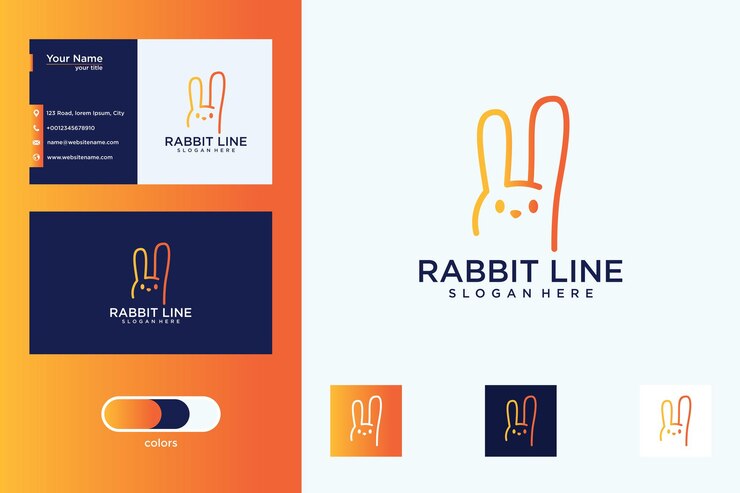 Création de logo d'art de ligne de lapin