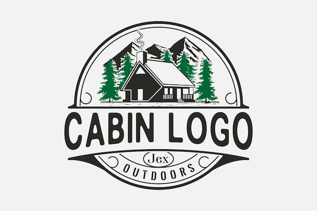 Création De Logo D'aventure De Cabine Vintage