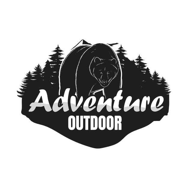 Création De Logo D'aventure D'ours Grizzly