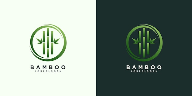 Création De Logo En Bambou Et Feuille Avec Vecteur Premium De Concept Créatif