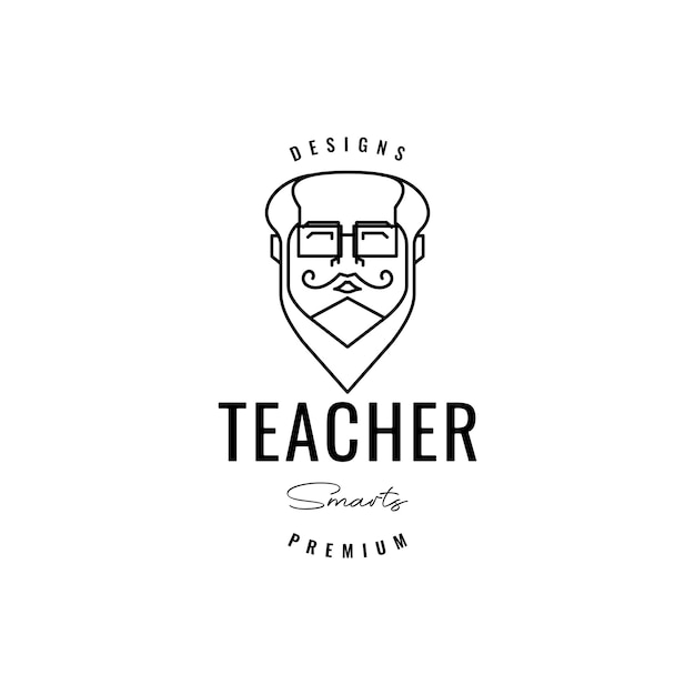 Création de logo de barbe de professeur de sourire de visage