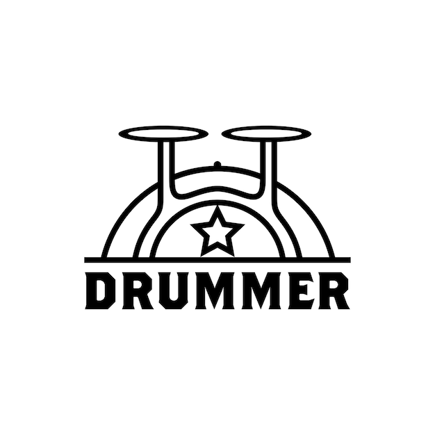 Vecteur création de logo de batteur pour un studio de musique à percussion ou un concert de musique