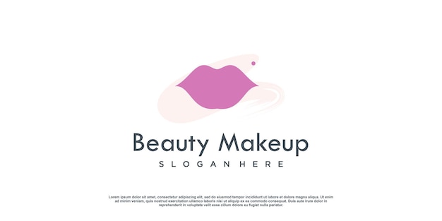 Création De Logo Beauté Maquillage Avec Concept De Lèvres Vecteur Premium