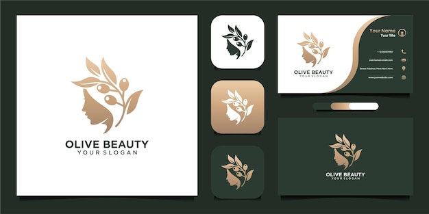 Création De Logo De Beauté Olive Avec Carte De Visite