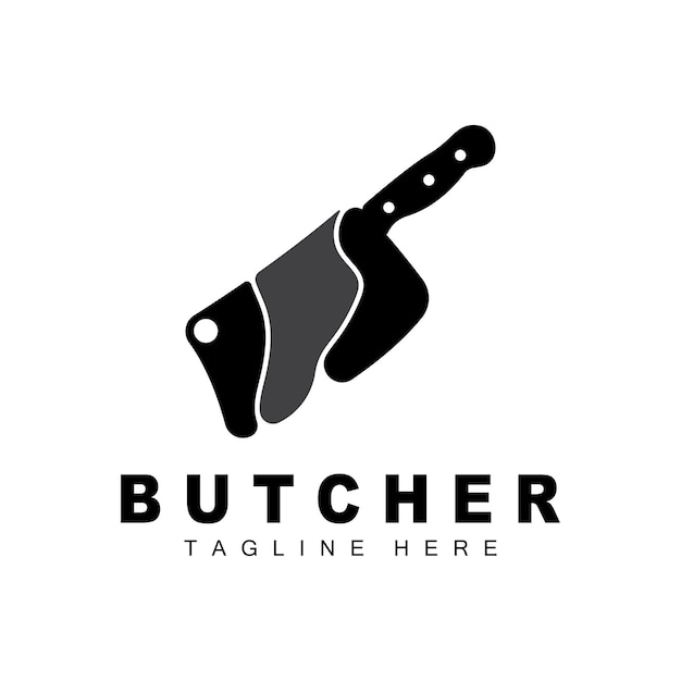 Création De Logo De Boucher Modèle De Vecteur D'outil De Coupe De Couteau Illustration De Marque De Produit