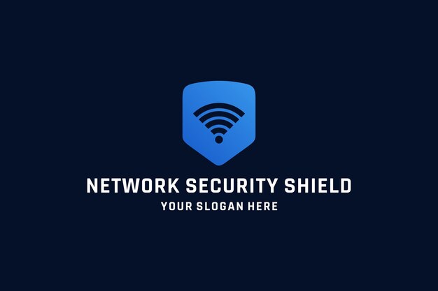 Vecteur création de logo de bouclier de sécurité réseau