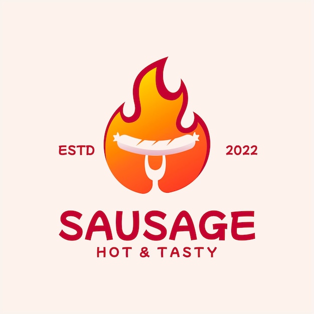 Vecteur création de logo de brûlure de feu de saucisse