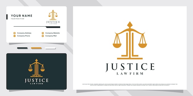 Création De Logo De Cabinet D'avocats De Justice Avec Un Concept Simple Et Un Modèle De Carte De Visite