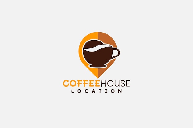 Création de logo de café avec tasse barista et concept de localisation