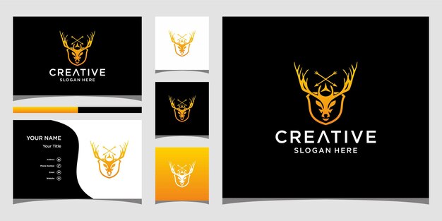 Création De Logo De Cerf Avec Modèle De Carte De Visite