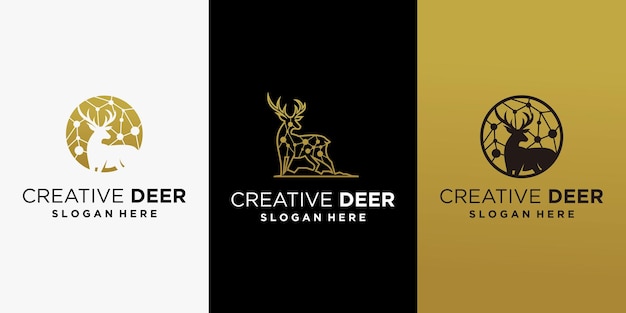 Création De Logo De Cerf Vecteur Logo Cerf Créatif Avec Concept De Ligne Technologique