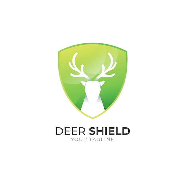 Création De Logo De Cerf Vert Et De Bouclier