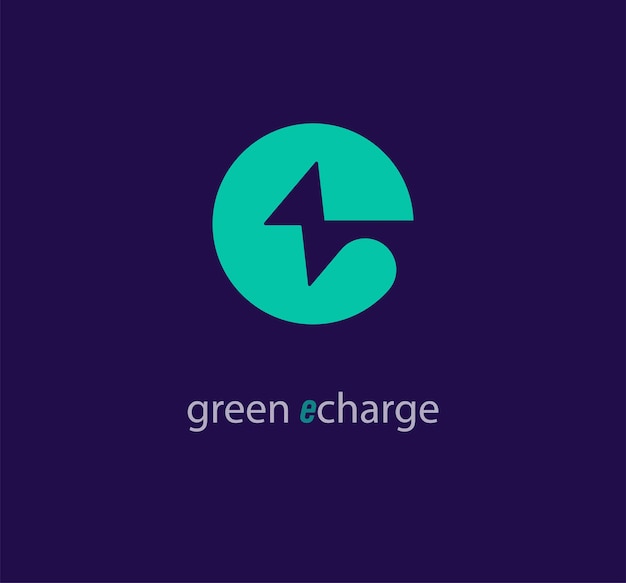 Création de logo de charge de lettre e créative Vecteur de modèle de charge e vert unique