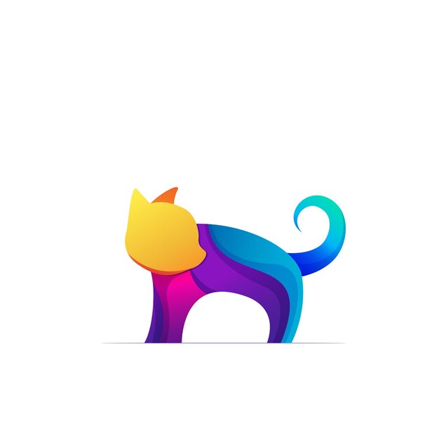 Création De Logo De Chat Plat Coloré