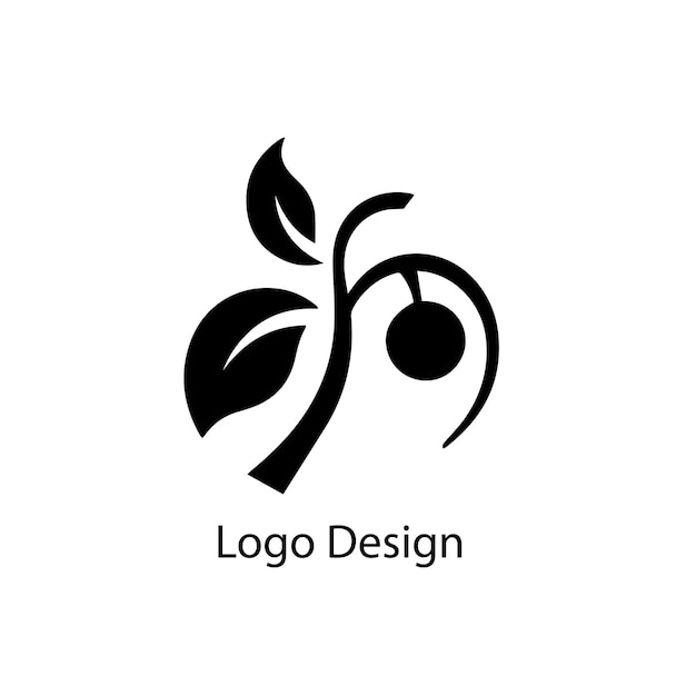 Création de logo Cherry minimaliste avec style d'art en ligne Vecteur sur fond blanc