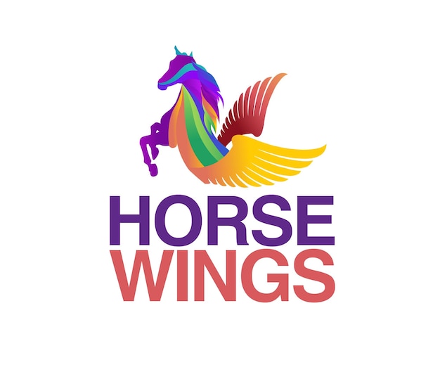 Création De Logo De Cheval Coloré Avec Des Ailes