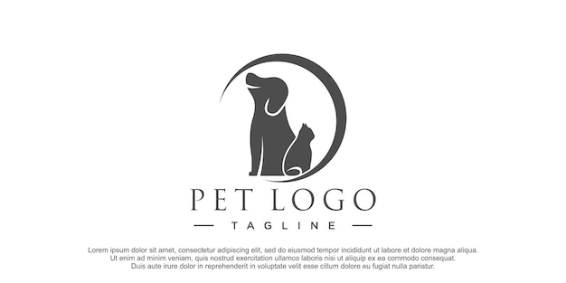 Création De Logo Chien Et Chat Avec Illustration De Concept Créatif