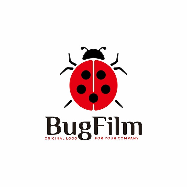 Vecteur création de logo de cinéma unique avec concept de rouleau de film avec bugs.