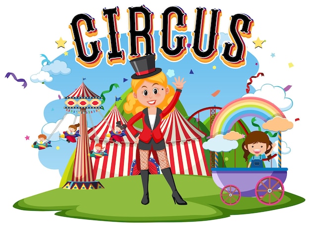 Création de logo de cirque avec une fille magicienne