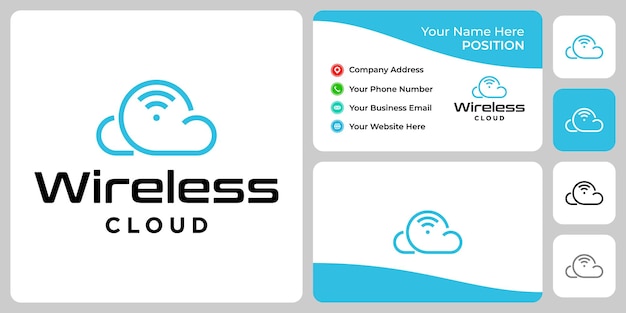 Création De Logo Cloud Et Sans Fil Avec Modèle De Carte De Visite