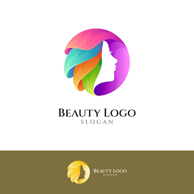 Vecteur création de logo coloré beauté femme