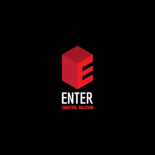 Création de logo concept élégant avec lettre 3d géométrique stylisée E en couleur rouge