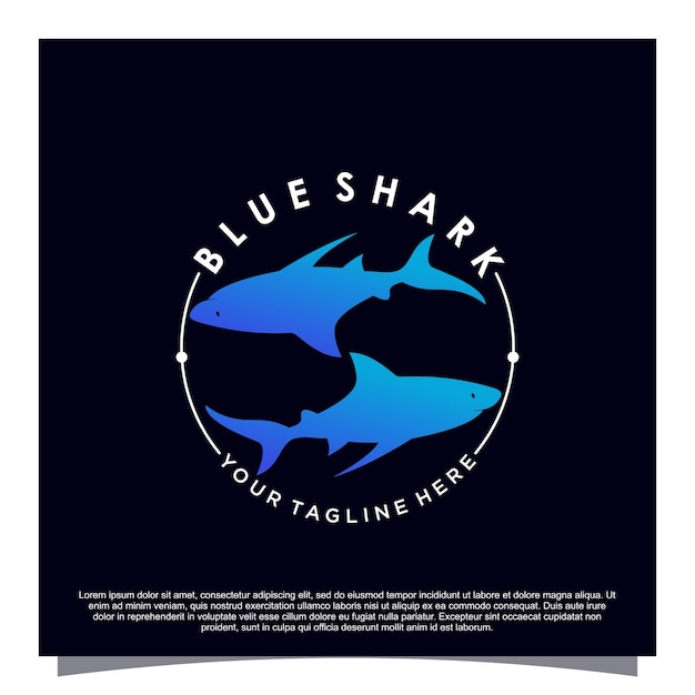 Création De Logo Concept Requin Bleu Vecteur Premium