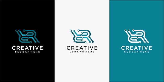 Vecteur création de logo de connexion de données lettre r vecteur création de logo r créatif