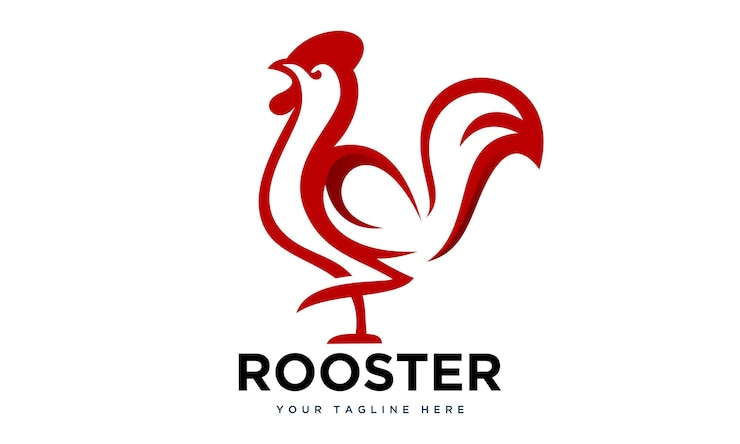 Vecteur création de logo de coq rouge