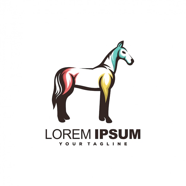 Vecteur création de logo couleur simple cheval