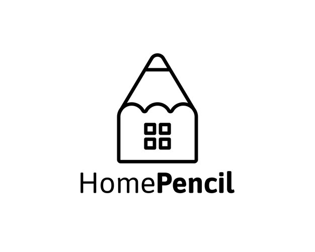 Création De Logo De Crayon Avec Concept De Maison