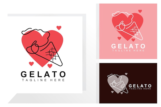 Création Logo Crème Glacée Gelato Sweet Soft Cold Food Vector Brand Company Products