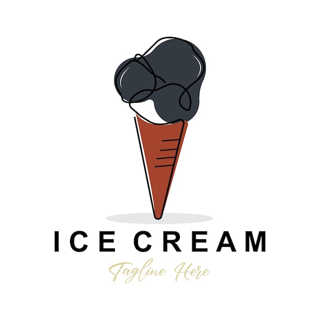 Vecteur création de logo de crème glacée illustration de nourriture froide douce douce fraîche marque de produit vecteur préférée des enfants