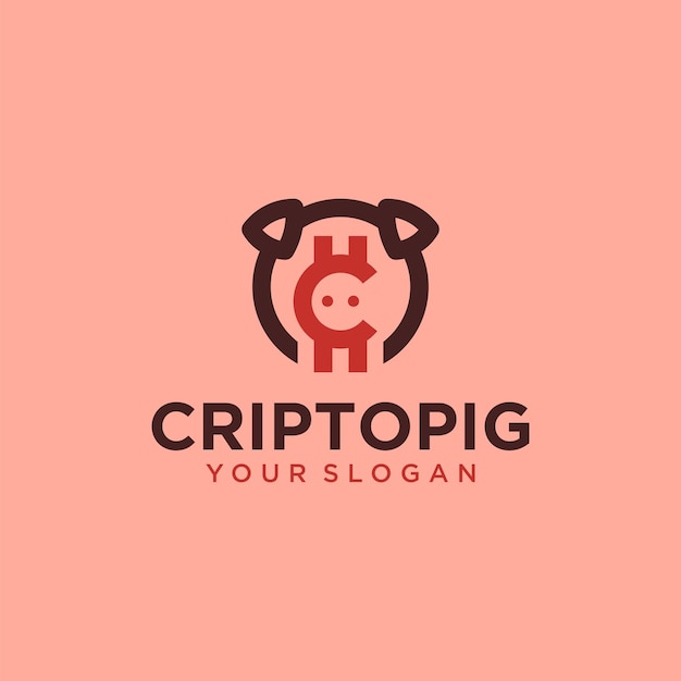 Vecteur création de logo crypto avec cochon ou tirelire
