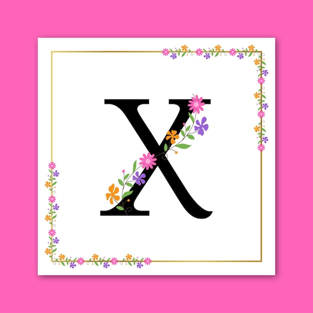 Création de logo décoratif floral lettre X