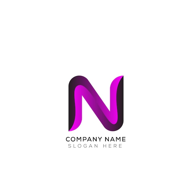 Création de logo dégradé 3d lettre N