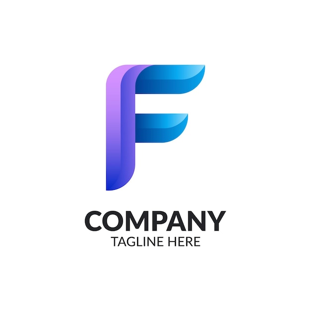 Création de logo de dégradé coloré lettre F