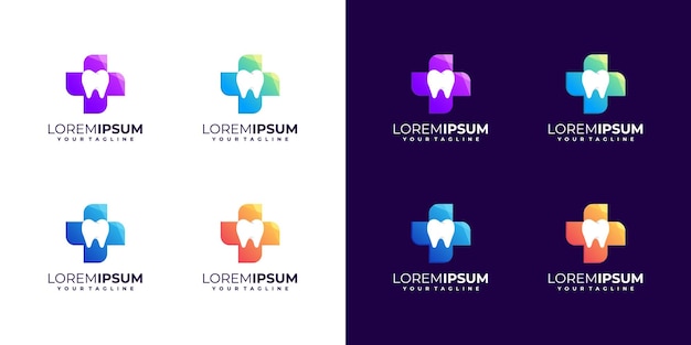 Vecteur création de logo dentaire coloré impressionnant