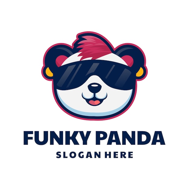 Vecteur création de logo de dessin animé de mascotte de panda génial