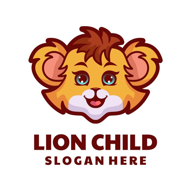 Vecteur création de logo de dessin animé pour enfant lion