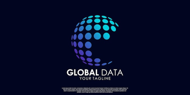 Création De Logo De Données Globales Vecteur Premium